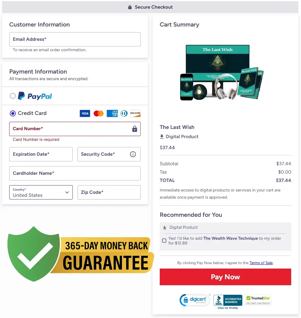 The Last Wish Cart Section